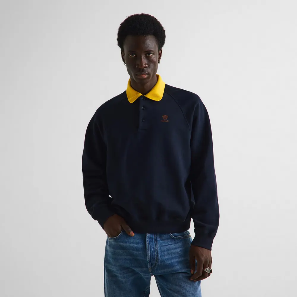 Versace Men's Long Sleeve Polo Shirt detail 3
