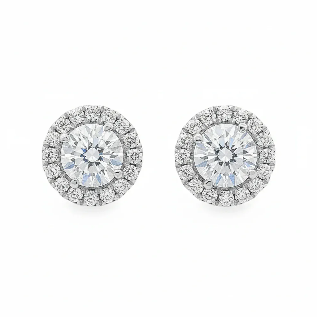 ANNA - UNITED Transform Halo Diamond Studs Small 70763 in White Gold – Earrings