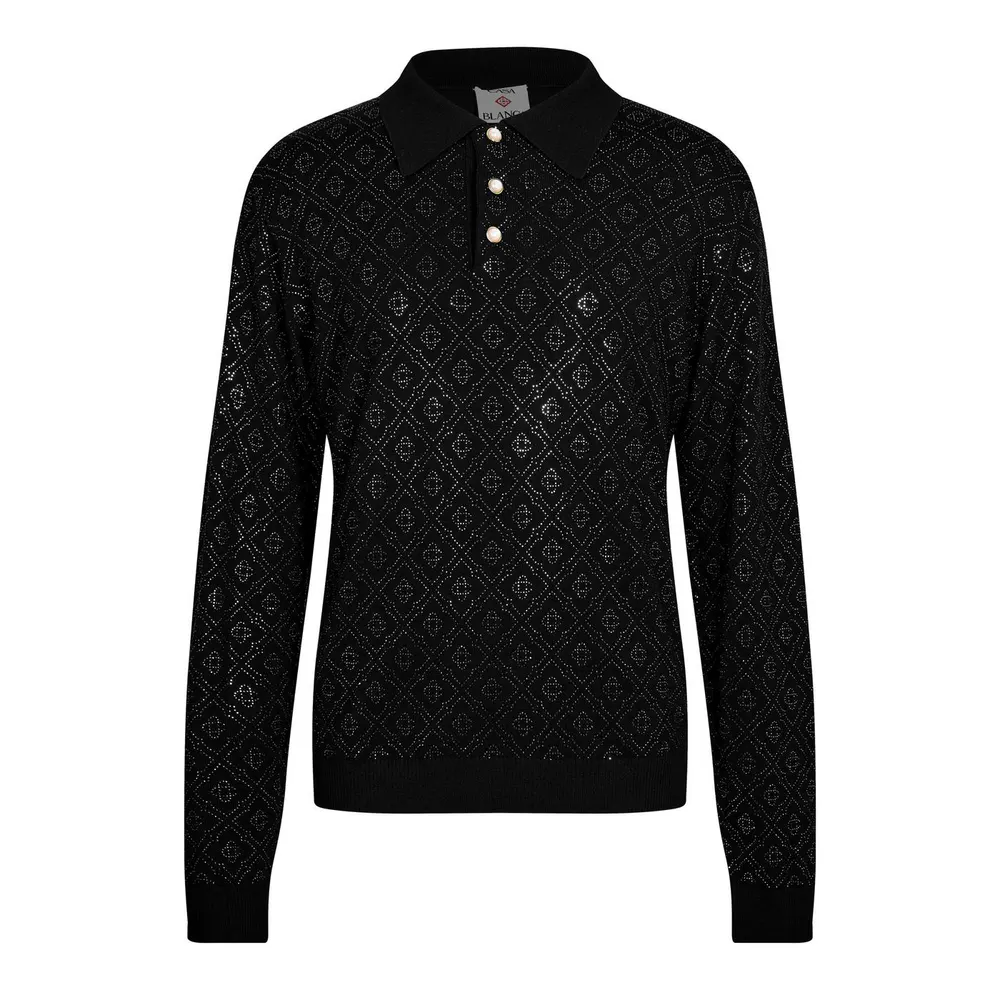 Casablanca Men's Monogram Long Sleeve Polo Shirt