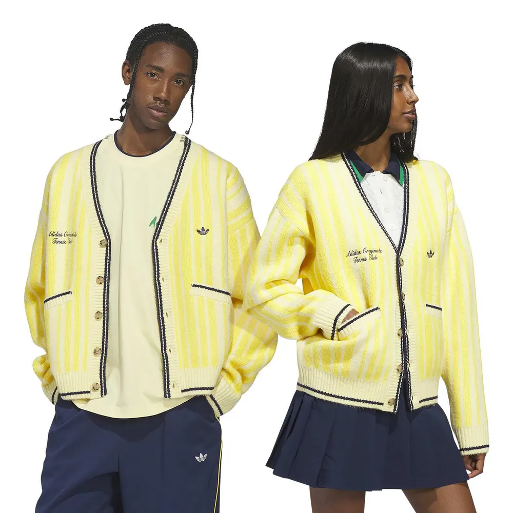 adidas Originals Men's Tennis Cardigan in Yellow/White, additional product view 2