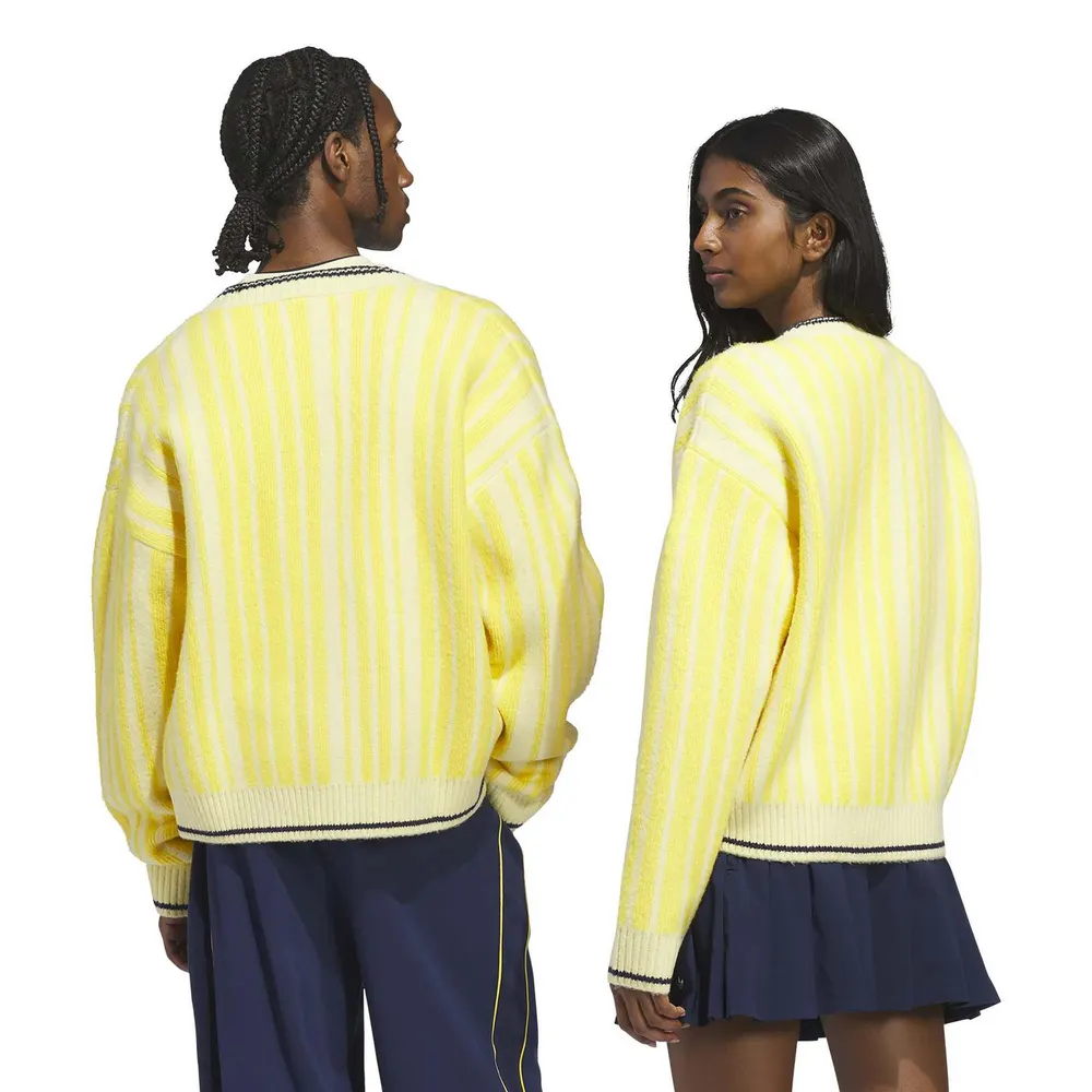 adidas Originals Men's Tennis Cardigan in Yellow/White, additional product view 3