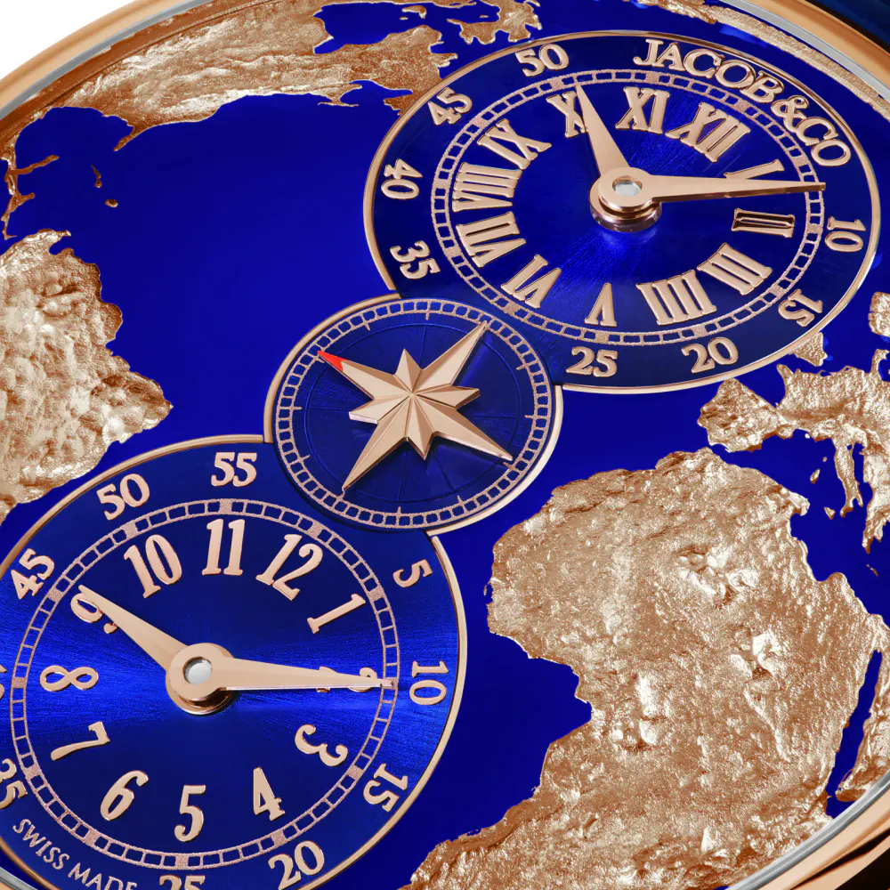 Jacob & Co The World Is Yours Dual Time Zone in Blue, additional product view 2