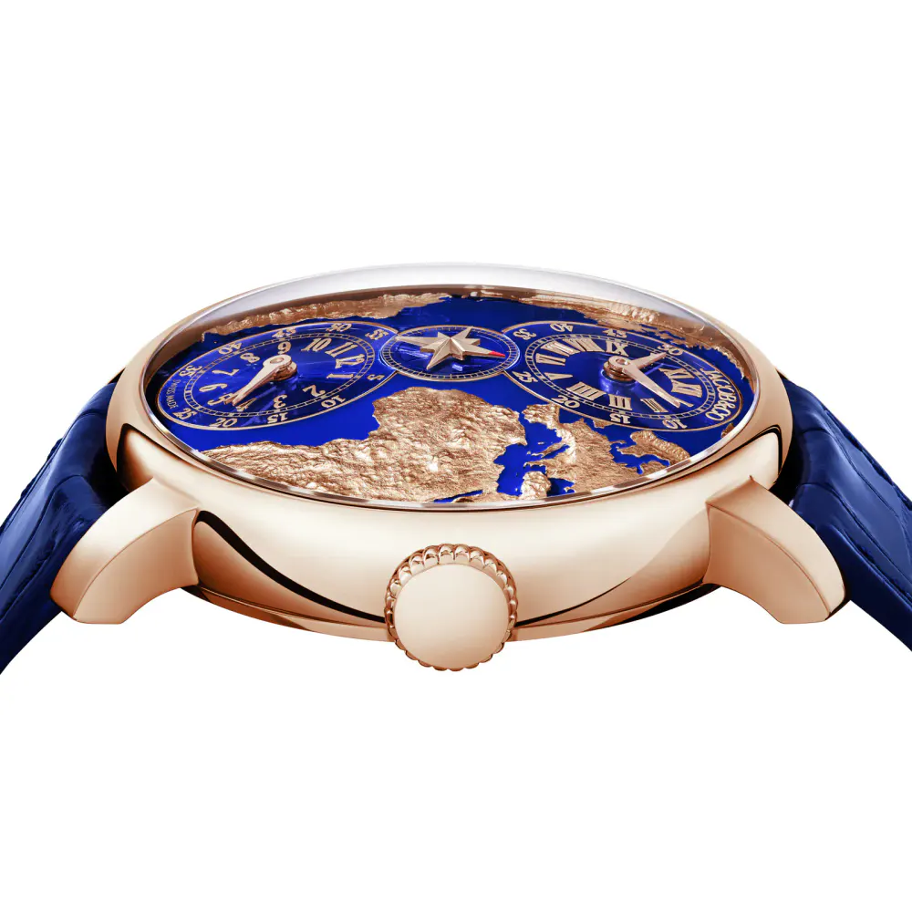 Jacob & Co The World Is Yours Dual Time Zone in Blue, additional product view 3
