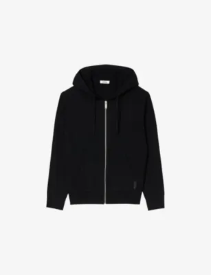 SANDRO Brand-tab zipped stretch-knit hoody