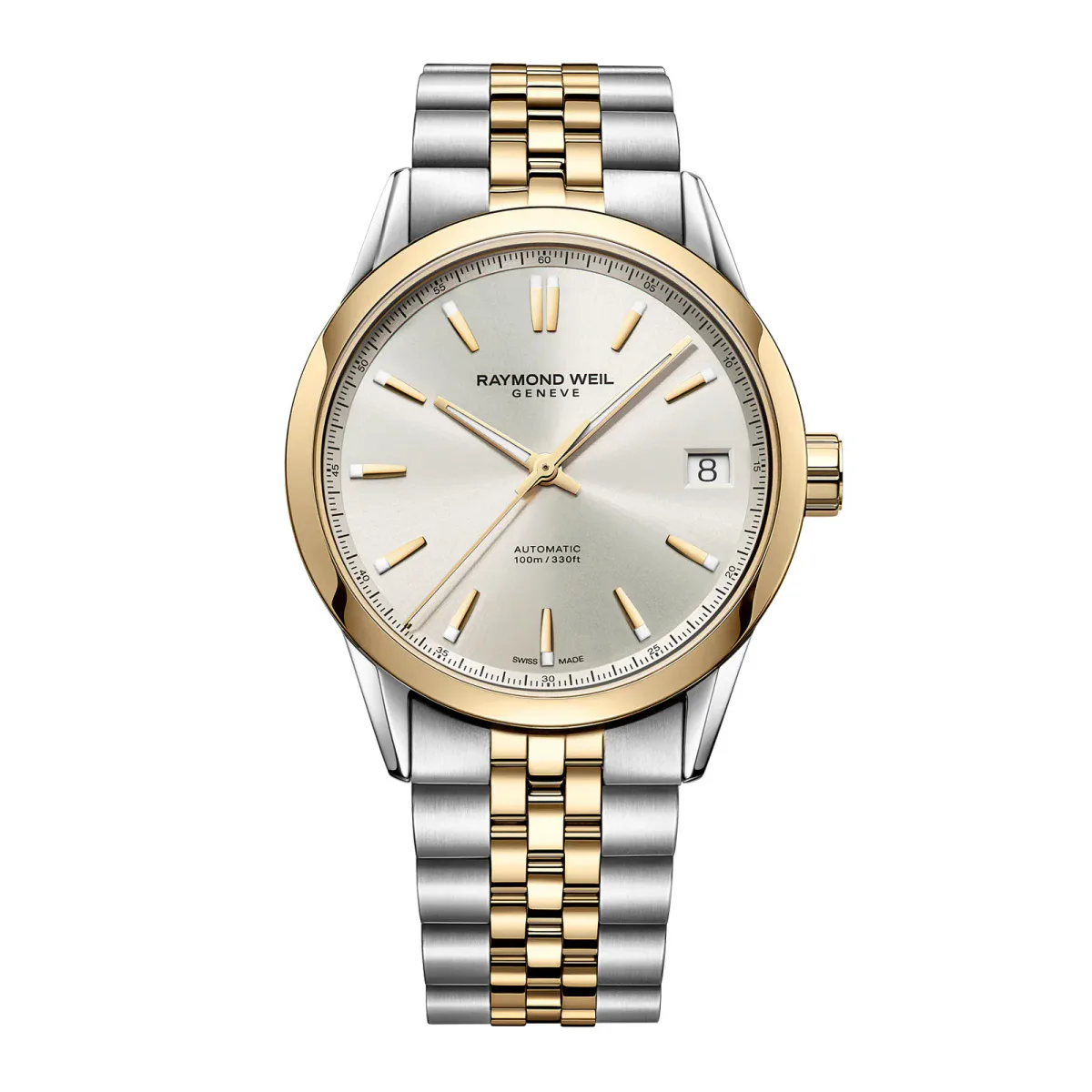 Raymond Weil Freelancer Date Classic Two-Tone Yellow Gold 40mm Cream Dial Mens Watch