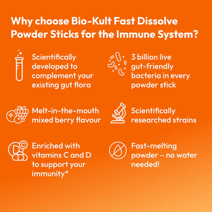 Bio-Kult Everyday Fast Dissolve Powder for Immune System Mixed Berry Flavour 30 Sachets detail 2