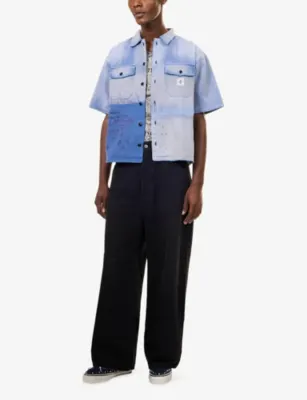 PALY HOLLYWOOD Love Herringbone Cotton Work Shirt in NAVY, additional product view 2