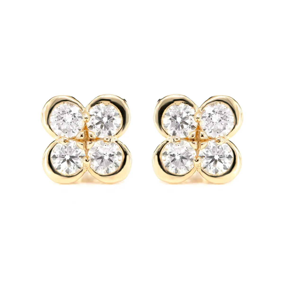 For Him Diamond Bezel Clover Stud Earrings in Rose Gold / Lab Grown Diamond – Earring