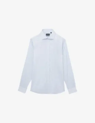 REISS Bishopsgate Long-Sleeved Cotton-Blend Shirt - SOFT BLUE