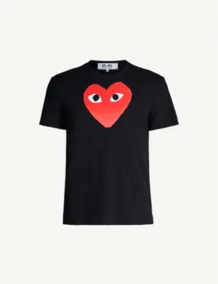 COMME DES GARCONS PLAY play heart cotton t-shirt in BLACK, additional product view 2