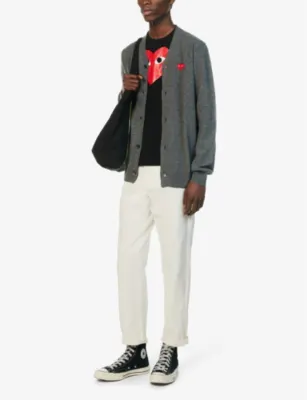 COMME DES GARCONS PLAY play heart cotton t-shirt in BLACK, additional product view 3