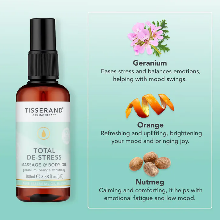 Tisserand Total De-Stress Massage & Body Oil 100ml detail 3