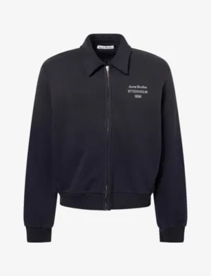 ACNE STUDIOS Logo-Print Zip-Up Cotton-Blend Sweatshirt - L/M