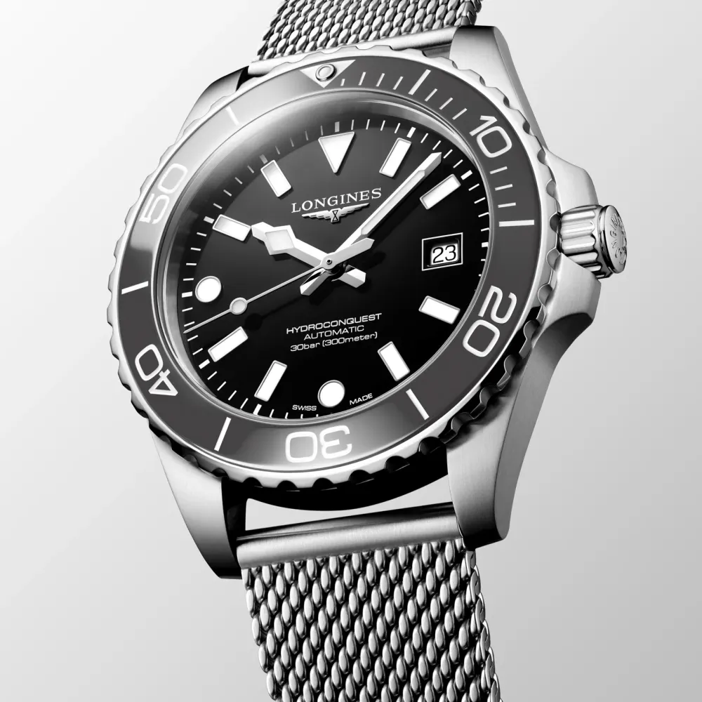 Longines HydroConquest 42mm Mens Watch Black Mesh in Black, additional product view 2
