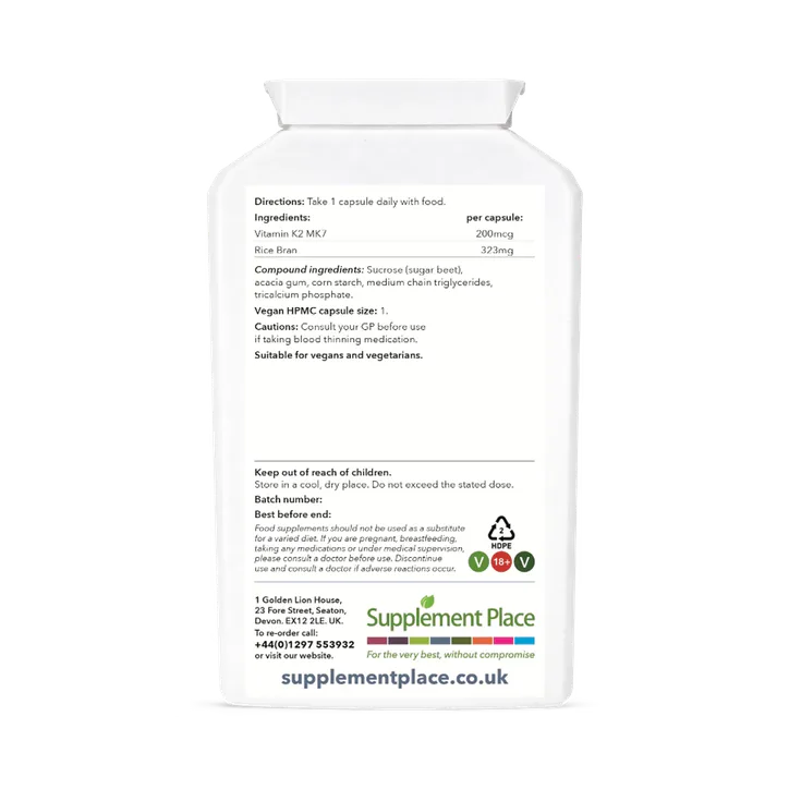 Supplement Place Vitamin K2 MK7 200mcg | 240 Capsules, additional product view 2