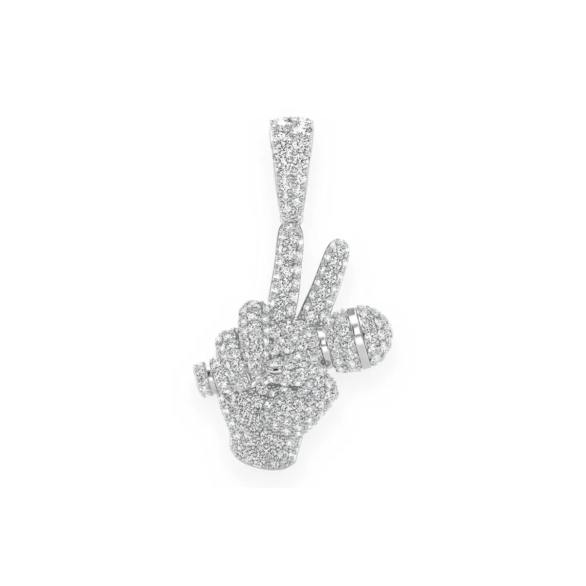For Him Peace Sign Microphone Diamond Pendant in White Gold / Natural Diamond – Pendant