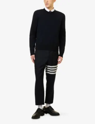 THOM BROWNE Milano Crew-Neck Wool, Linen And Cotton Jumper detail 2
