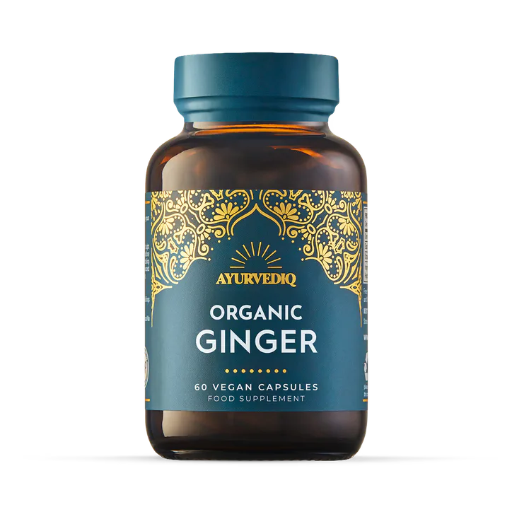 Ayurvediq Organic Ginger Caps - 60's Capsules – Vitamins & Supplements > Condition > Digestive Health & Everyday Support > Cleansing