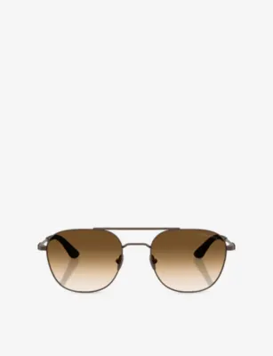 GIORGIO ARMANI AR6178 Pillow-Frame Metal Sunglasses in Brown – Mens | Sunglasses | Round