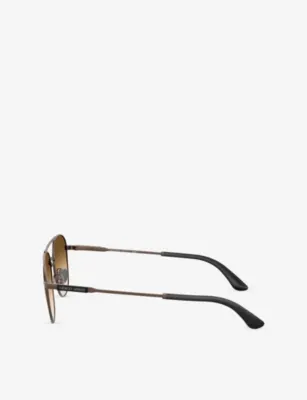 GIORGIO ARMANI AR6178 Pillow-Frame Metal Sunglasses in Brown, additional product view 2