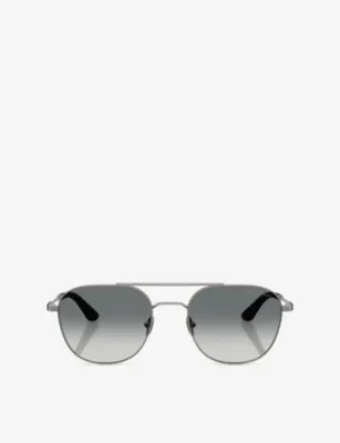GIORGIO ARMANI AR6178 Pillow-Frame Metal Sunglasses in GREY – Mens | Sunglasses | Round