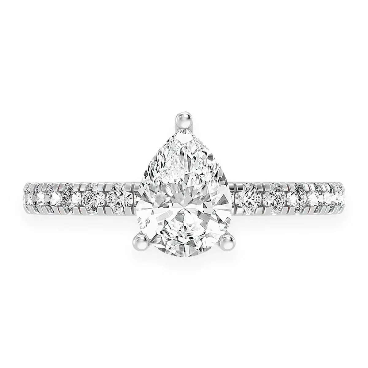 For Him Pear Solitaire One Row Under Halo Ring in Rose Gold / 1.00ctw Pear Diamond (G/VS) / Lab Grown Diamond – Ring