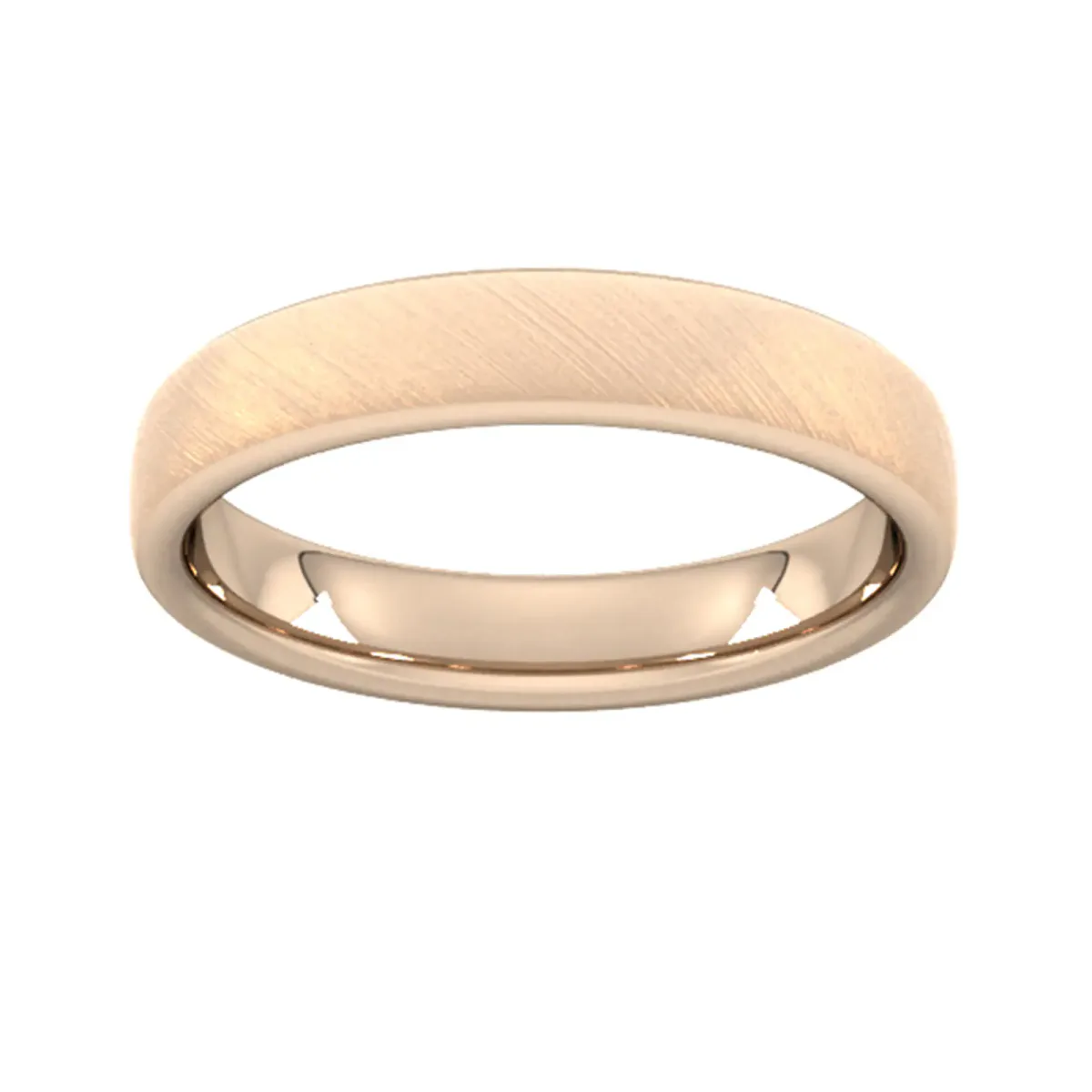 For Him 4mm Slight Court Standard Diagonal Matt Finish Wedding Ring In 18 Carat Yellow Gold