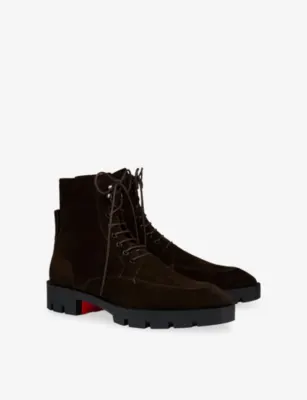 CHRISTIAN LOUBOUTIN Caracolo Lion Flat Crosta Leather Boots - EUR 41 / 7 UK MEN in CAFE, additional product view 3