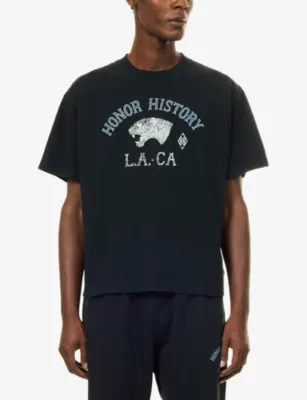 HONOR THE GIFT Honor History Distressed Graphic Cotton-Jersey T-Shirt detail 3