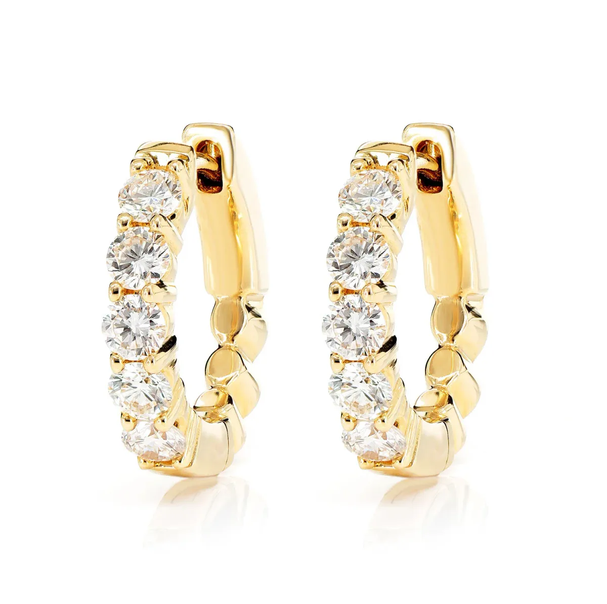 For Him Shared Prong Diamond Hoop Earrings in Rose Gold / Lab Grown Diamond – Earring