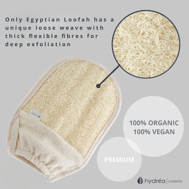Hydréa London Organic Egyptian Loofah Exfoliating Mitt with Cuff, additional product view 2