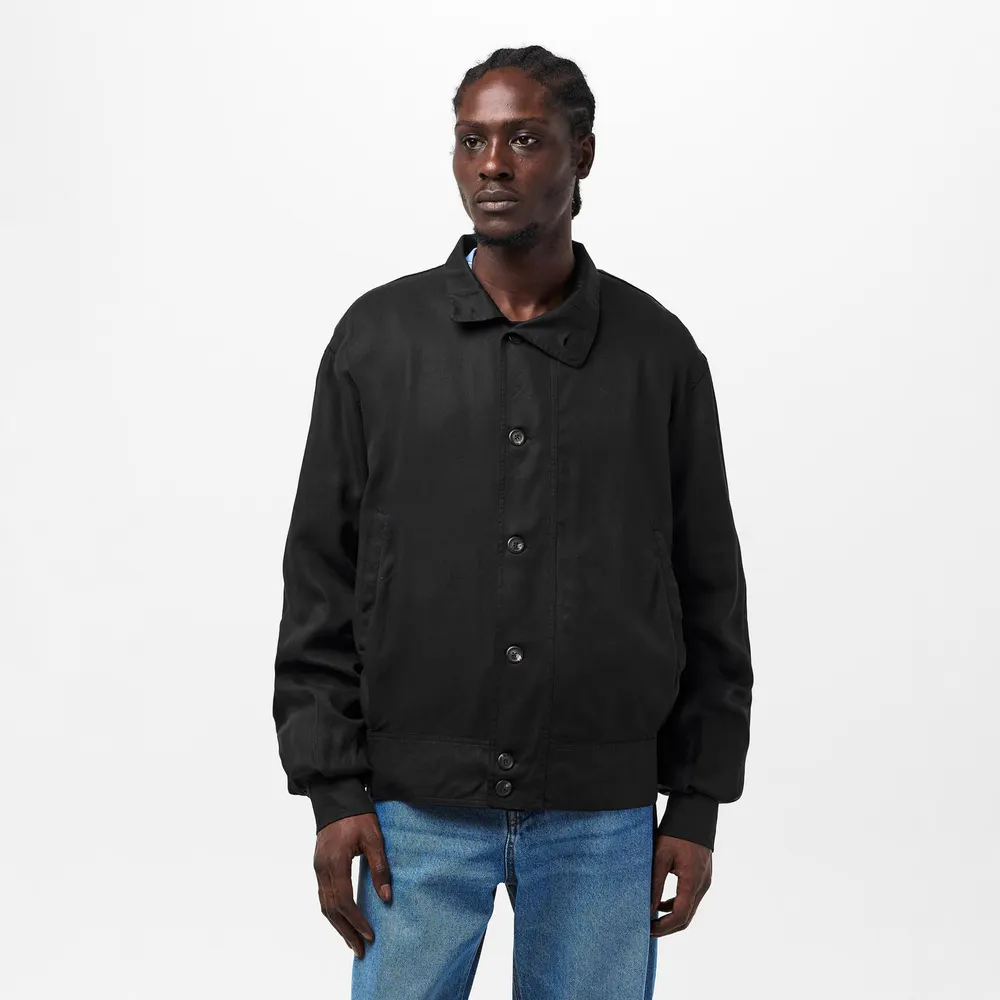 Our Legacy Men's Ribbed Cuffs Harrington Jacket in Draping Black, additional product view 3