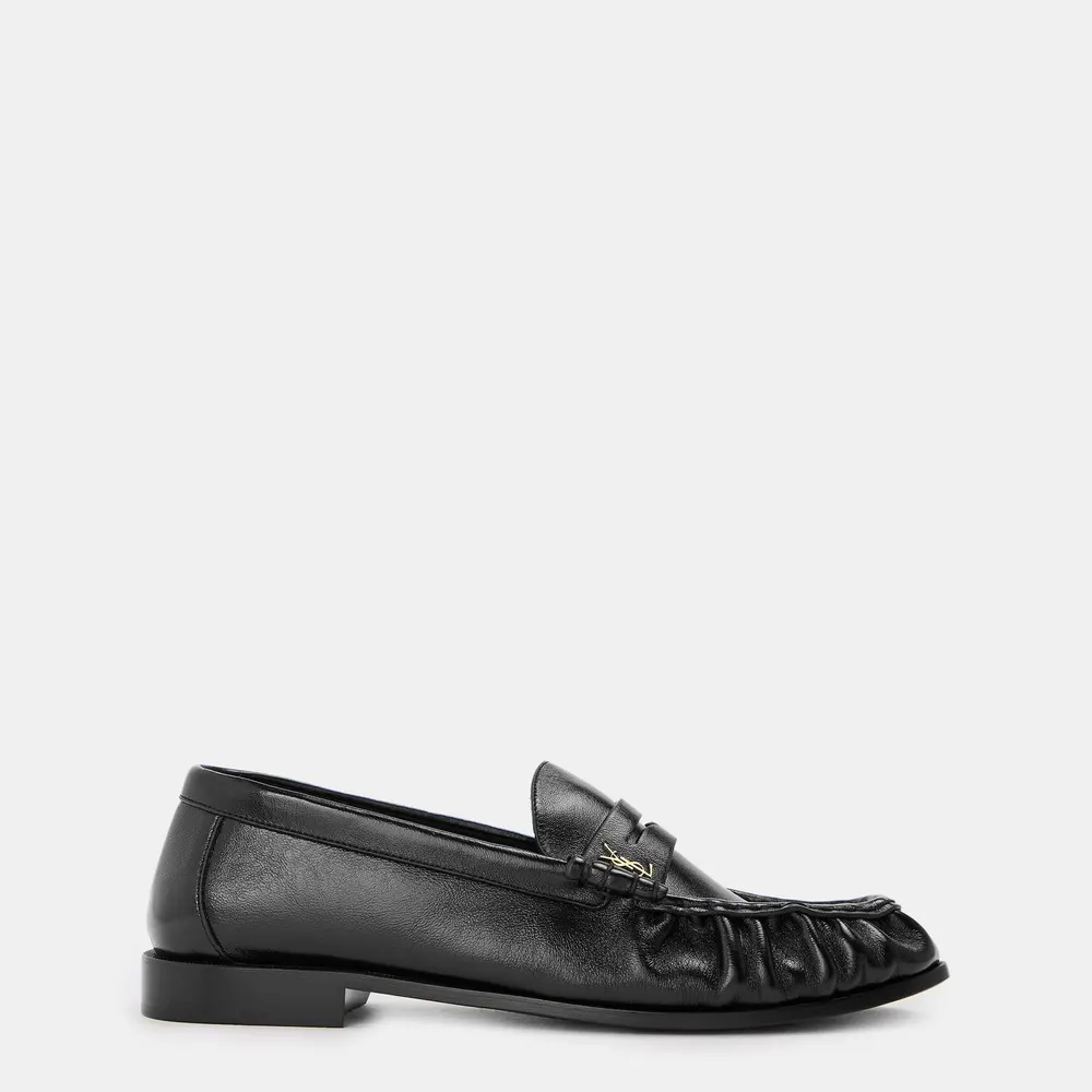 Saint Laurent Mens Le Supple Penny Loafers in Black – Footwear