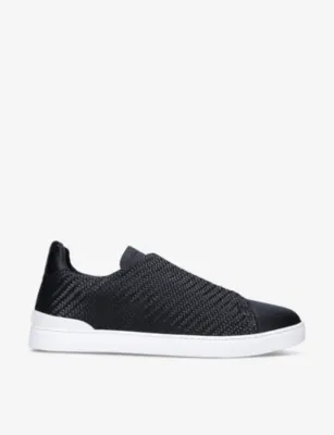 ZEGNA Pelletessuta woven leather low-top trainers - EUR 41.5 / 7.5 UK MEN in BLACK – Mens | Trainers | Lace up trainers
