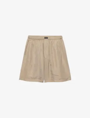 PRADA Logo-Patch Silk-Blend Bermuda Shorts