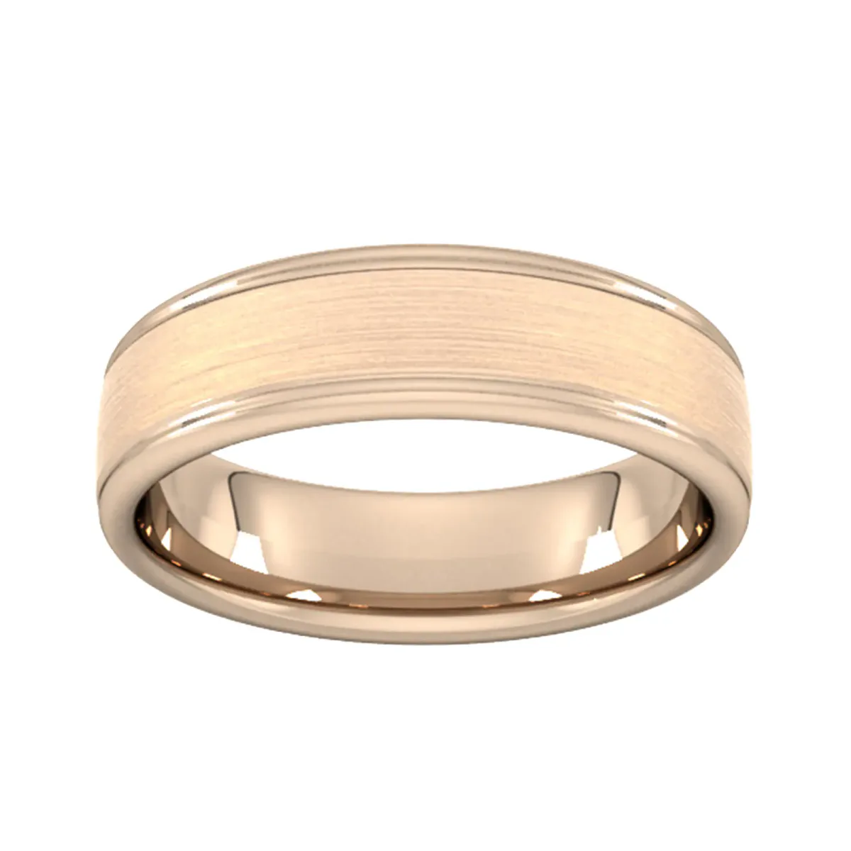 For Him 5mm Traditional Court Heavy Matt Centre With Grooves Wedding Ring In 18 Carat Yellow Gold