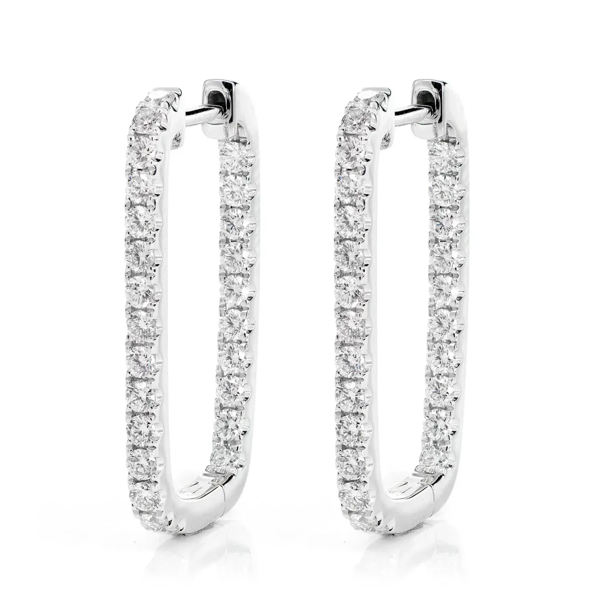 For Him Diamond Elongated Inside Outside Hoop Earrings in White Gold / Lab Grown Diamond – Earring