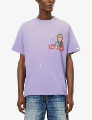 A BATHING APE SAINT Mxxxxxx X BAPE® Printed Cotton-Jersey T-Shirt detail 3