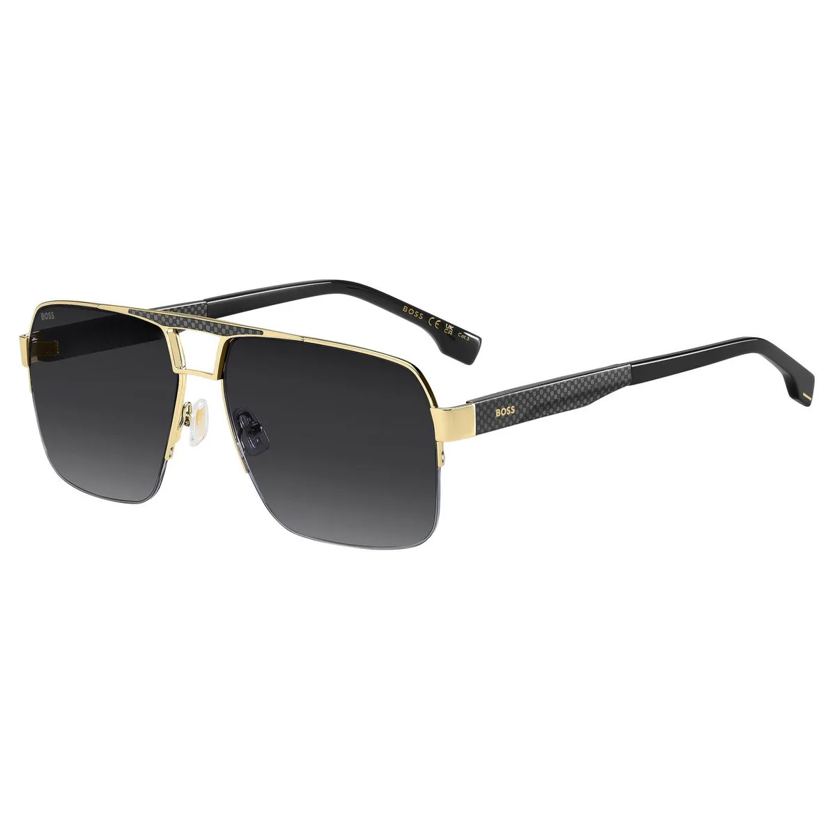 Boss Men's Bridge Semi-Rim Aviator Sunglasses