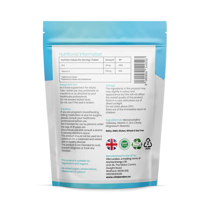 Vita London Vitamin C & Zinc 120mg 120 Tablets detail 2
