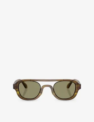 GIORGIO ARMANI AR8247 Irregular-Frame Acetate Sunglasses in Brown – Mens | Sunglasses | Aviators