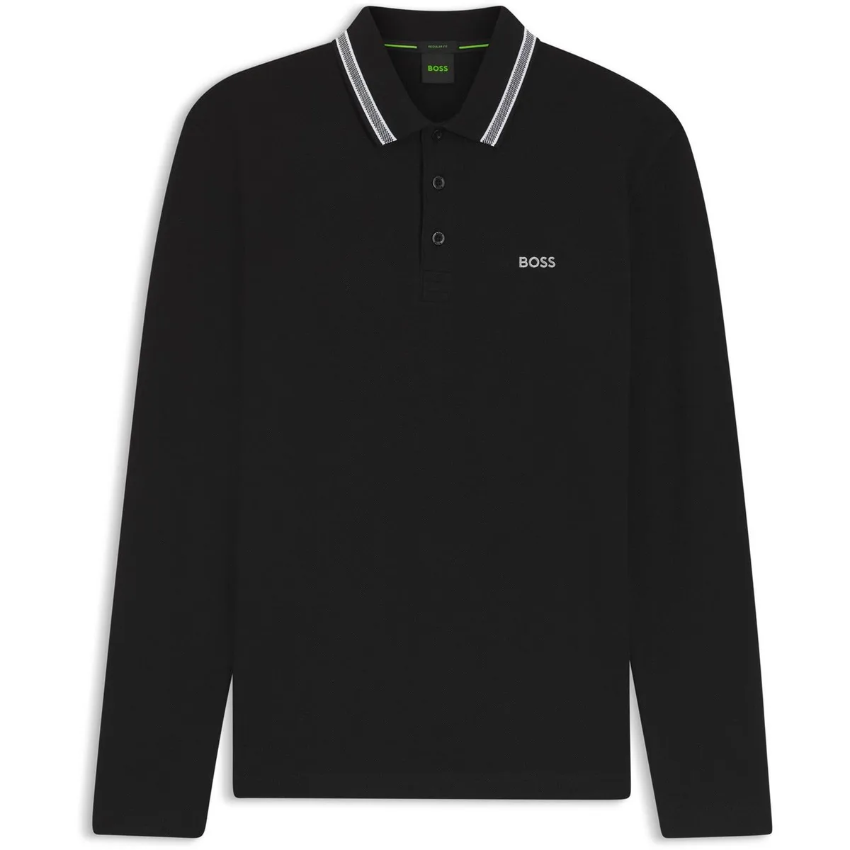 Boss Mens BOSS GREEN Plisy Long Sleeve Polo Shirt with Logo Detail