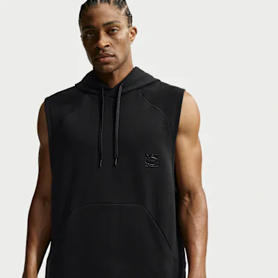 Nike N.A.C. Men's Dri-FIT Fleece Sleeveless Training Hoodie - Black/Black