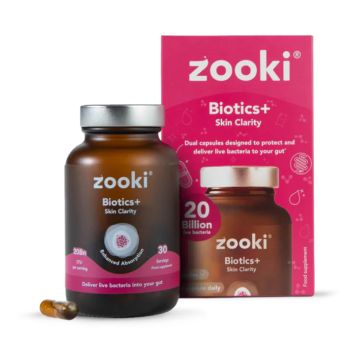 Zooki Biotics+ Skin Clarity Dual 30 Capsules – Vitamins & Supplements > Supplements > Acidophilus & Friendly Bacteria