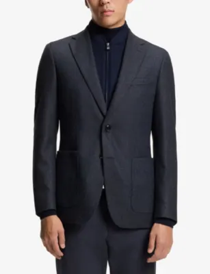 BOSS Removable-Lining Slim-Fit Wool-Blend Jacket detail 3