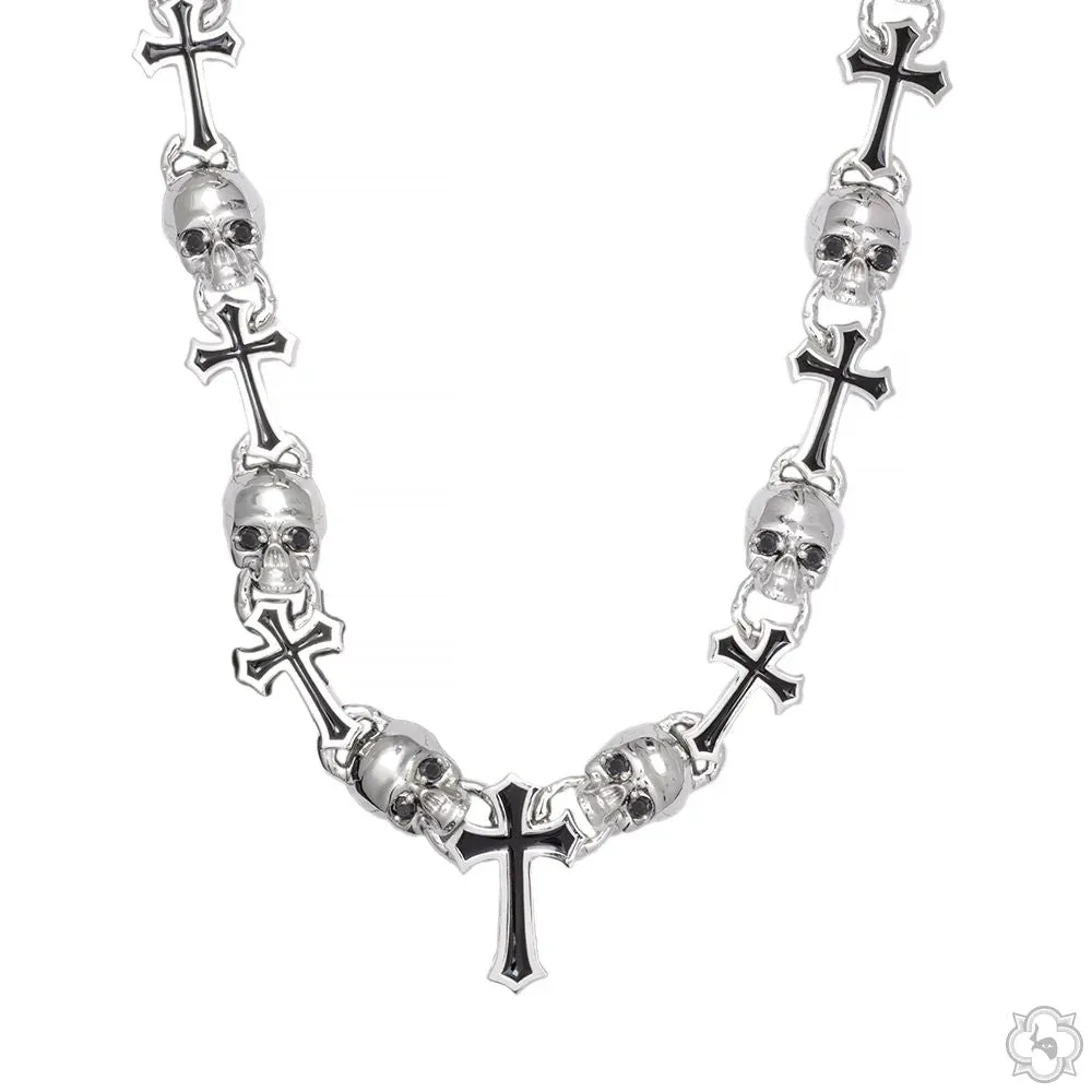MARYAM - For Him SILVER Life and Death Skull Cross Silver Chain 70399