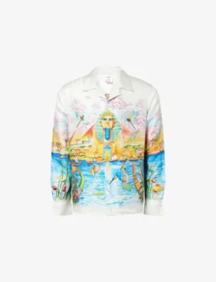 CASABLANCA Egypt Long-Sleeve Printed Silk Shirt