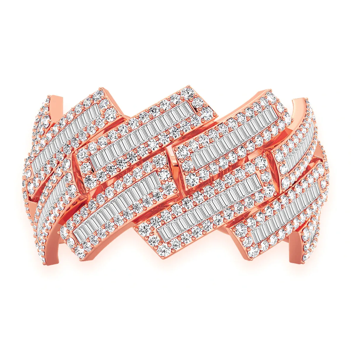 For Him Serrated Baguette Cuban Ring in Rose Gold / Natural Diamond – Ring