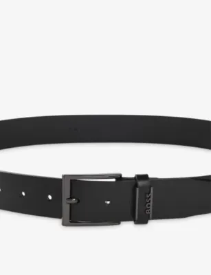 BOSS Branded-Buckle Leather Belt - DARK BROWN - 44
