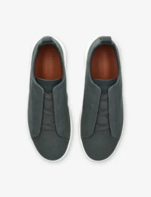 ZEGNA X3 Triple Stitch Woven Low-Top Trainers - EUR 45 / 11 UK MEN in BLUE/DARK, additional product view 2